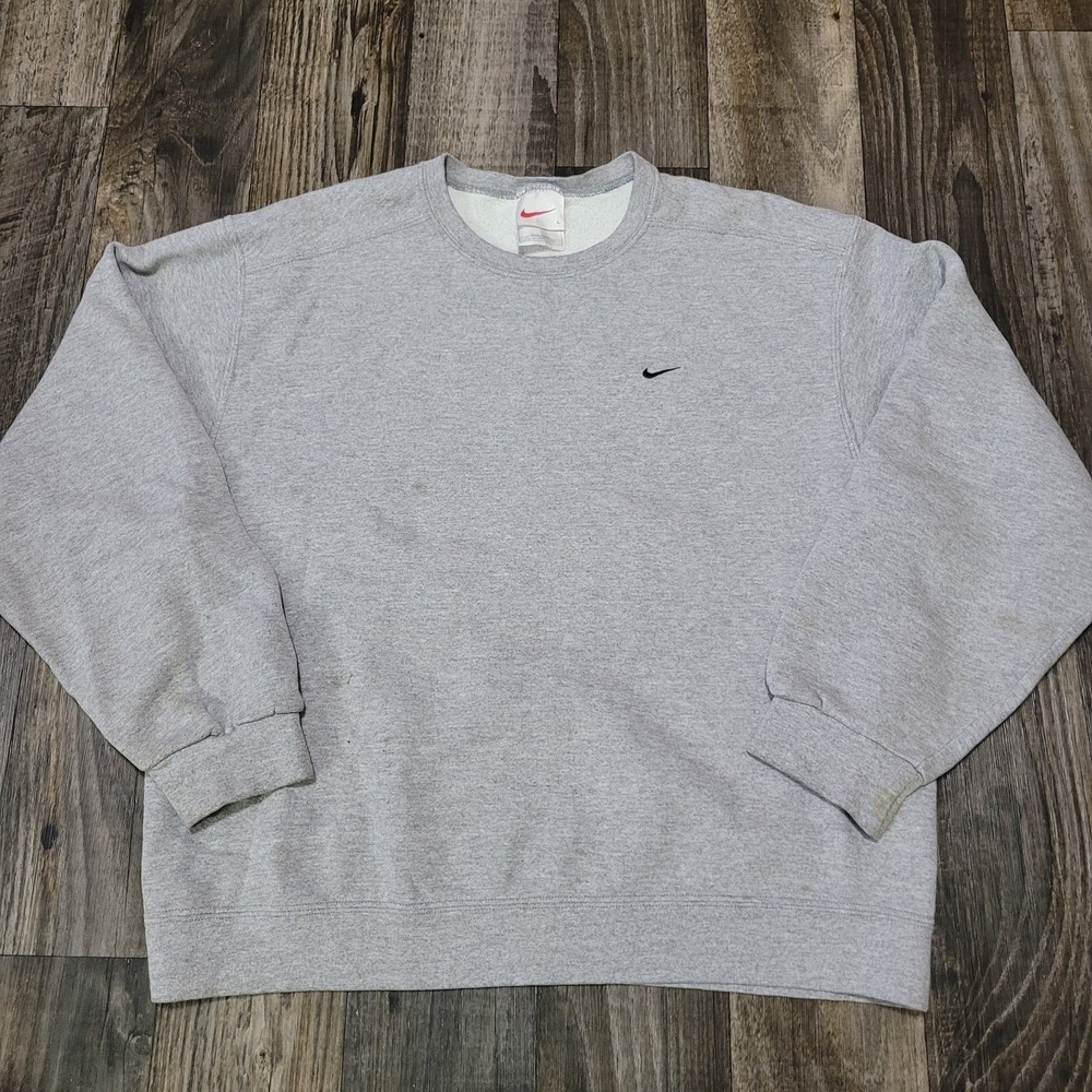 Vintage 90s Nike Sweatshirt Youth Large (12-14) Gray Crewneck Embroidered Swoosh